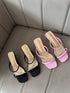 Women Rhinestone Embedded Straps Slid-On Heels